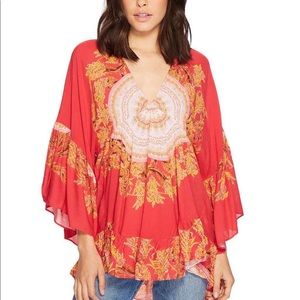 Free People sunset tunic ruffle boho size small